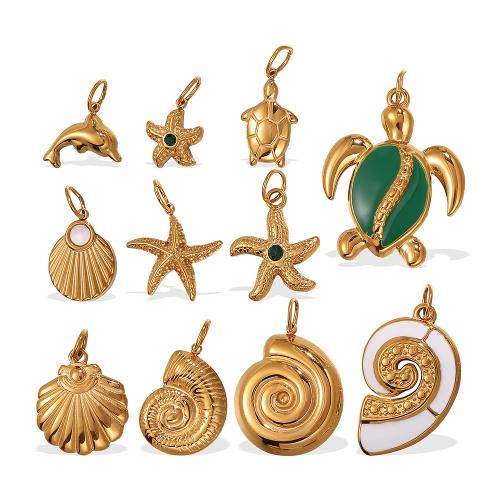 Stainless Steel Pendants, 304 Stainless Steel, 18K gold plated, different styles for choice & for woman & enamel, Sold By PC
