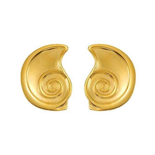 Stainless Steel Stud Earrings, 304 Stainless Steel, Conch, 18K gold plated, fashion jewelry & for woman, Sold By Pair
