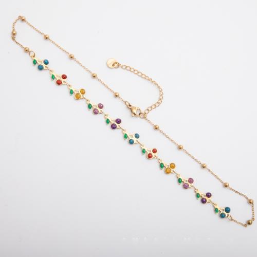 Titanium Steel Necklace, 18K gold plated, different length for choice & for woman & enamel, more colors for choice, Sold By PC