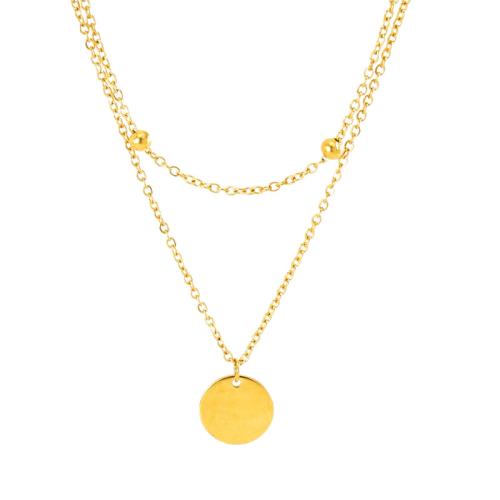 Stainless Steel Jewelry Necklace, 304 Stainless Steel, 18K gold plated, Double Layer & fashion jewelry & for woman, Sold By PC