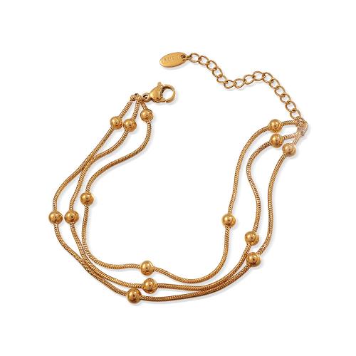 Stainless Steel Jewelry Bracelet, 304 Stainless Steel, 18K gold plated, three layers & fashion jewelry & for woman, Sold By PC