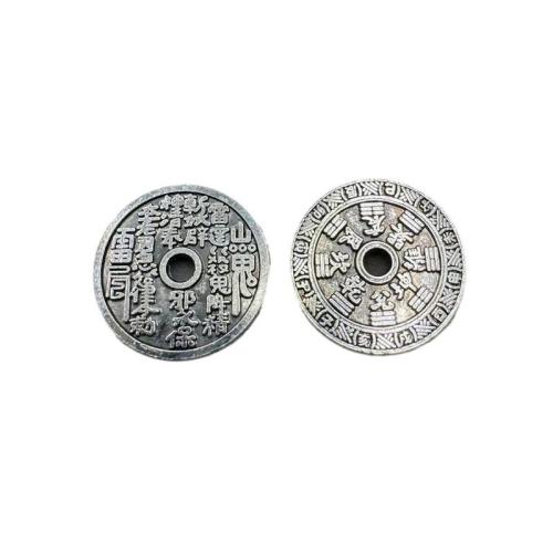 Perles plates en alliage de zinc , Placage de couleur argentée, DIY, argent, 19x19mm, 100PC/sac, Vendu par sac