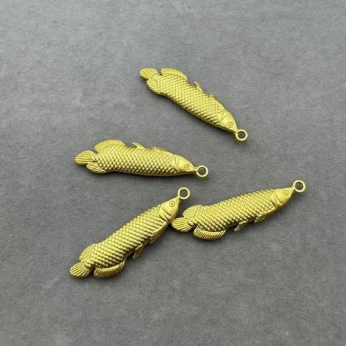 Tibetan Style Animal Pendants, Fish, gold color plated, DIY, golden, 8x31mm, 100PCs/Bag, Sold By Bag