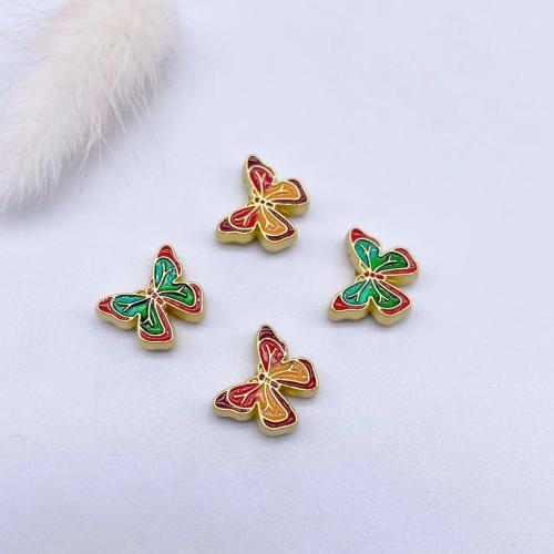 Tibetan Style Animal Beads, Butterfly, gold color plated, DIY & enamel, golden, 100PCs/Bag, Sold By Bag