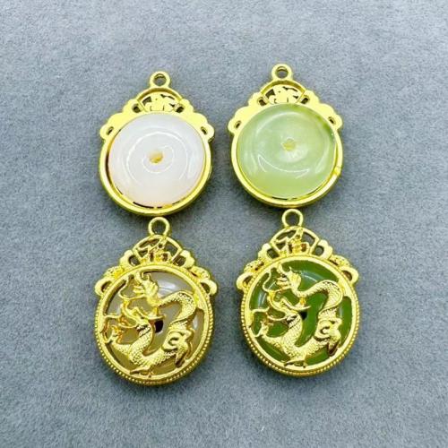 Tibetan Style Pendants, with Gemstone, plated, DIY, more colors for choice, 19x14mm, 100PCs/Bag, Sold By Bag