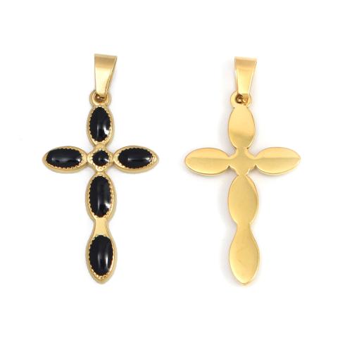 Pendentifs en acier inoxydable de la Croix-, Acier inoxydable 304, Placage de couleur d'or, DIY & émail, doré, 10PC/sac, Vendu par sac