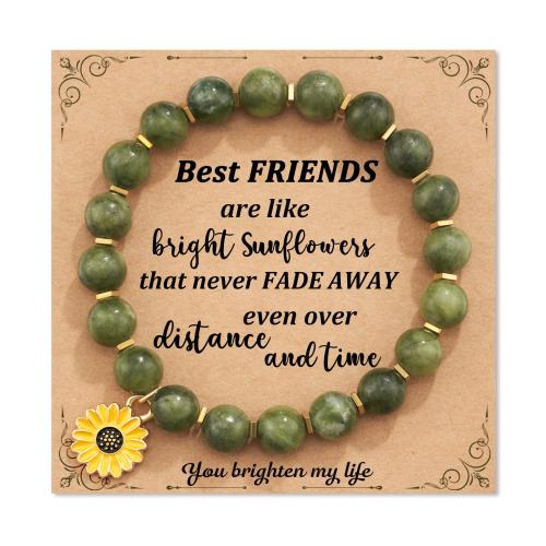 African Turquoise Bracelet, with Zebra Jasper & Tibetan Style, Sunflower, handmade, different styles for choice & for woman & enamel, Length:Approx 6-10 Inch, Sold By PC