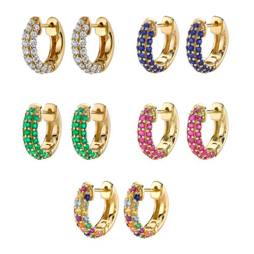 Brass Lever Back Earring, Donut, gold color plated, for woman & with rhinestone, more colors for choice, 12mm, Sold By Pair