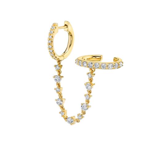 Brass Earring Cuff, plated, for woman & with rhinestone, more colors for choice, 40mm, Sold By PC