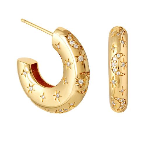 Brass Stud Earring, plated, different styles for choice & micro pave cubic zirconia & for woman, 21x3mm, Sold By Pair