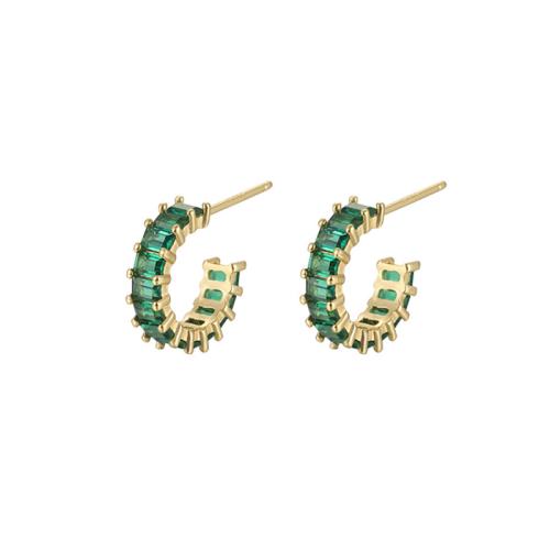 Brass Stud Earring, plated, micro pave cubic zirconia & for woman, more colors for choice, Inner Diameter:Approx 9mm, Sold By Pair