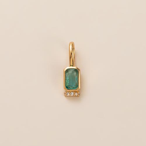 Cubic Zirconia Micro Pave Brass Pendant, Geometrical Pattern, gold color plated, DIY & micro pave cubic zirconia, more colors for choice, 14.20x4.50mm, Sold By PC
