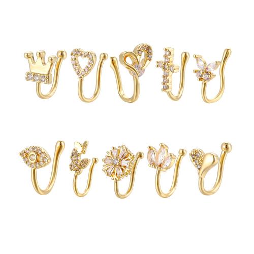 Fashion Personality Body Piercing Jewelry And Accessories, Brass, plated, Unisex & different styles for choice & micro pave cubic zirconia, 10mm, Sold By PC