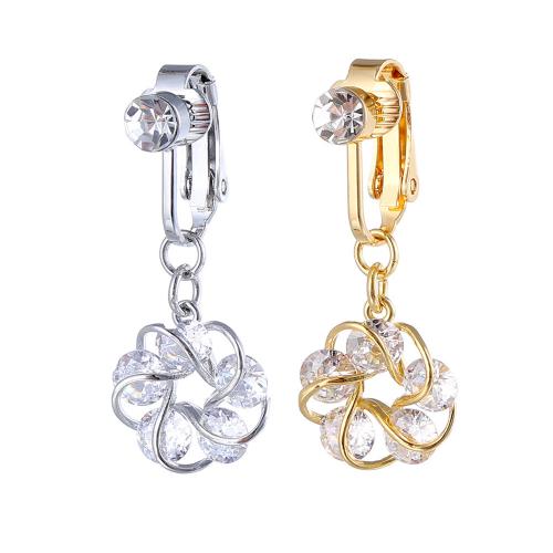 Brass Belly Ring, Flower, plated, Unisex & micro pave cubic zirconia, more colors for choice, 25x10mm, Sold By PC