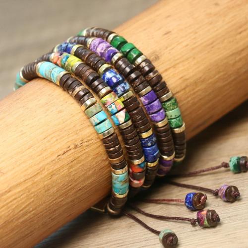 Gemstone Bracelets, Impression Jasper, with Knot Cord, fashion jewelry, more colors for choice, Length:18.5 cm, Sold By PC