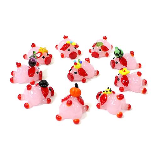 Glass Decoration, Pig, fashion jewelry, more colors for choice, Sold By PC
