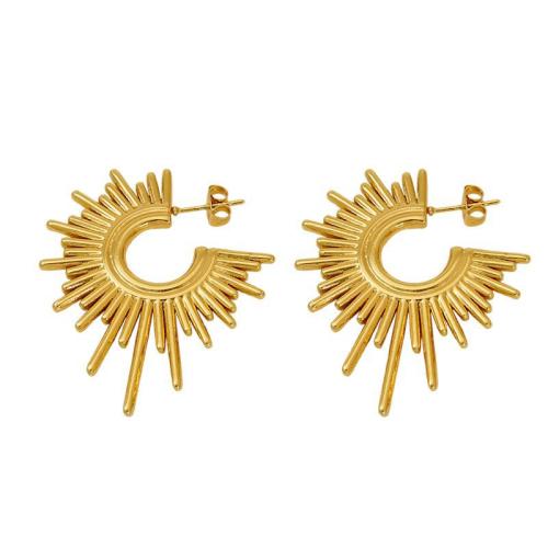 Stainless Steel Stud Earrings, 304 Stainless Steel, 18K gold plated, fashion jewelry & for woman, Sold By Pair