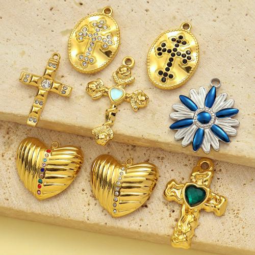 Titanium Steel Pendants, plated, DIY & different styles for choice & with rhinestone, more colors for choice, 10PCs/Bag, Sold By Bag