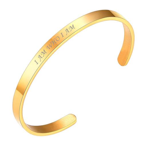 304 Stainless Steel Cuff Bangle, plated, Unisex & different styles for choice & with letter pattern, Inner Diameter:Approx 65mm, Sold By PC