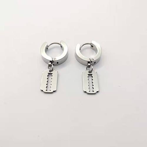 304 Stainless Steel Huggie Hoop Drop Earring, plated, Unisex & different styles for choice & hollow, 13x33mm, Sold By PC