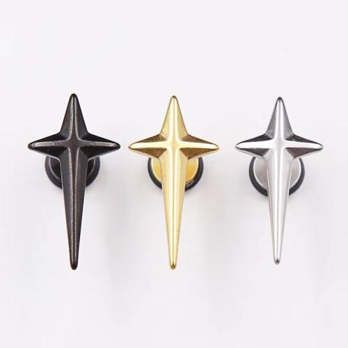 Stainless Steel Stud Earrings, 304 Stainless Steel, Cross, plated, fashion jewelry & Unisex, more colors for choice, 20x10mm, Sold By PC