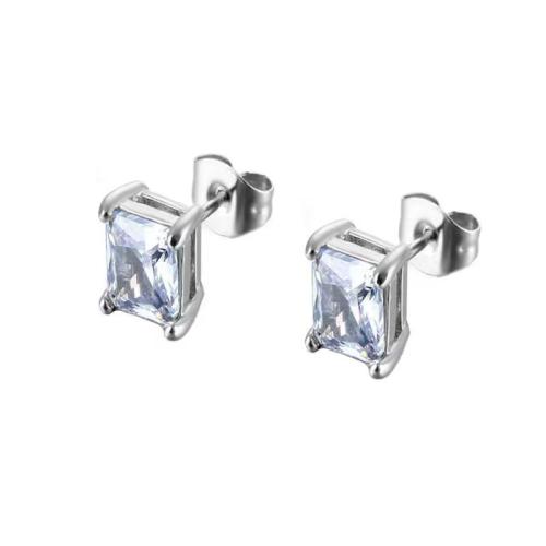304 Stainless Steel Stud Earring, plated, Unisex & different styles for choice & with rhinestone, earring length 5-10mm, Sold By PC