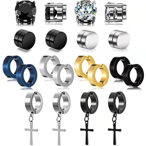 304 Stainless Steel Earring Set, plated, Unisex & different size for choice & micro pave cubic zirconia, Sold By Set