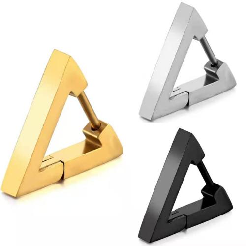 304 Stainless Steel Lever Back Earring, Triangle, plated, Unisex & hollow, more colors for choice, 16mm, Sold By PC