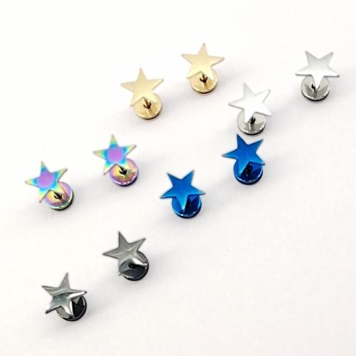 304 Stainless Steel Stud Earring, Star, plated, fashion jewelry & Unisex, more colors for choice, 10mm, Sold By PC