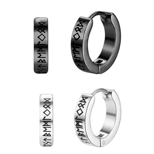 304 Stainless Steel Huggie Hoop Earring, plated, fashion jewelry & Unisex & with letter pattern, more colors for choice, 9x4mm, Sold By PC