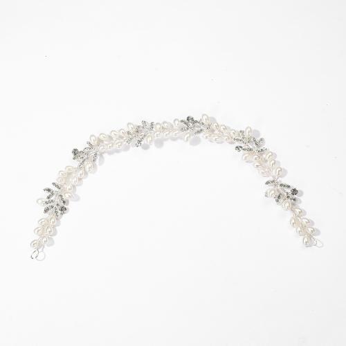 Bridal Hair Flowers, Tibetan Style, with brass wire & Plastic Pearl, handmade, fashion jewelry & for woman & with rhinestone, silver color, Sold By PC
