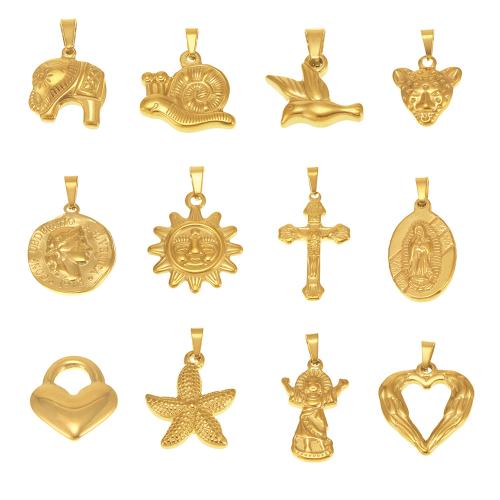Stainless Steel Pendants, 304 Stainless Steel, plated, DIY & different styles for choice, golden, Sold By PC