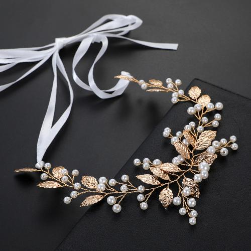 Bridal Hair Wreath, Tibetan Style, with brass wire & Plastic Pearl, handmade, fashion jewelry & for woman, golden, Sold By PC