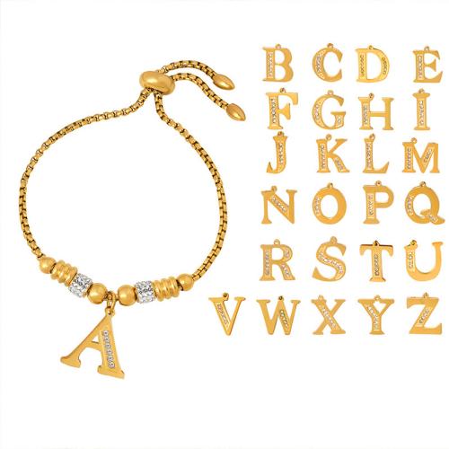 Titanium Steel Bracelet & Bangle, 18K gold plated, different designs for choice & for woman & with rhinestone, Length:Approx 24 cm, Sold By PC