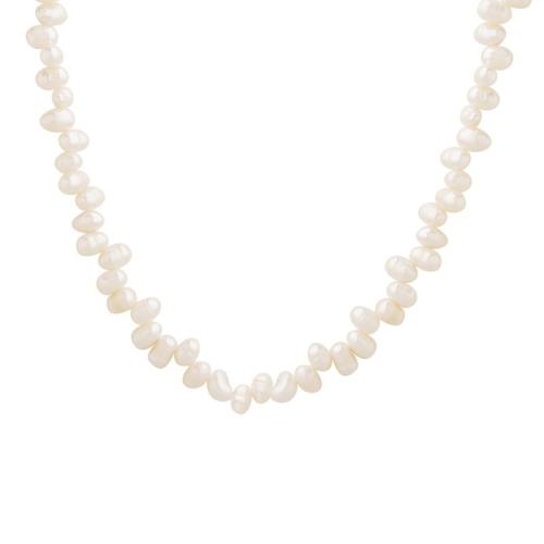 Natural Freshwater Pearl Necklace, handmade, fashion jewelry & for woman, white, Sold By PC
