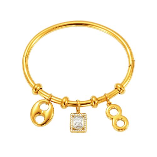 Bracelet en acier inoxydable, Acier inoxydable 304, avec zircon cubique, Placage, bijoux de mode & styles différents pour le choix & pour femme, plus de couleurs à choisir, Vendu par PC