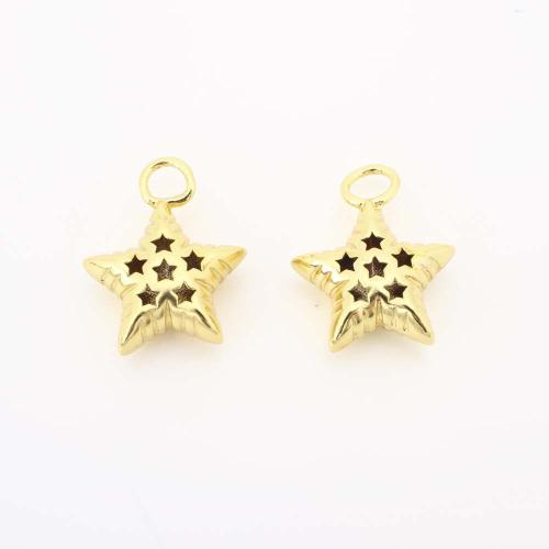 Hollow Brass Pendants, Star, DIY, golden, Sold By PC