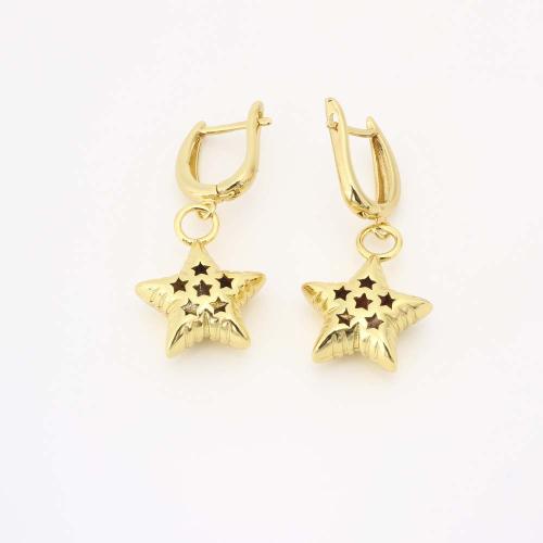 Brass Drop Earring, Star, fashion jewelry & for woman, golden, Sold By Pair