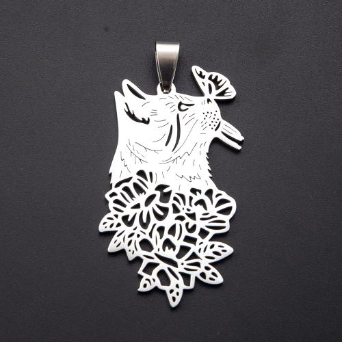 Stainless Steel Animal Pendants, 304 Stainless Steel, Cat, silver color plated, DIY, silver color, 24.60x1.33x50.70mm, Sold By PC