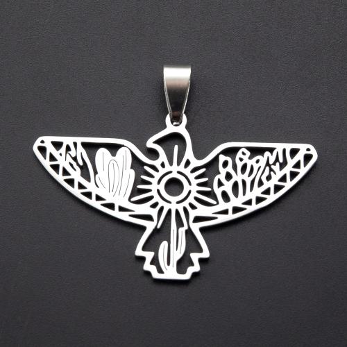 Stainless Steel Animal Pendants, 304 Stainless Steel, Bird, silver color plated, DIY, silver color, 44.46x1.26x35.40mm, Sold By PC