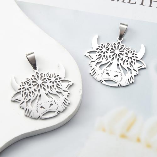 Stainless Steel Animal Pendants, 304 Stainless Steel, Sheep, silver color plated, DIY, silver color, 36.30x1.35x38.83mm, Sold By PC