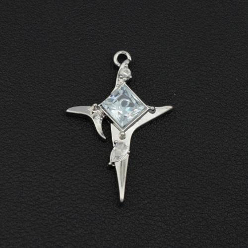 Tibetan Style Rhinestone Pendants, Cross, silver color plated, DIY & with rhinestone, silver color, Sold By PC