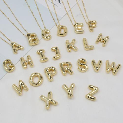 laiton collier, Lettre d’alphabet, Placage de couleur d'or, styles différents pour le choix & pour femme, Longueur:Environ 17.8 pouce, Vendu par PC