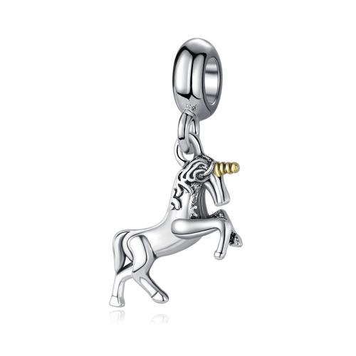 Tibetan Style Animal Pendants, Unicorn, plated, DIY, 40mm, Sold By PC