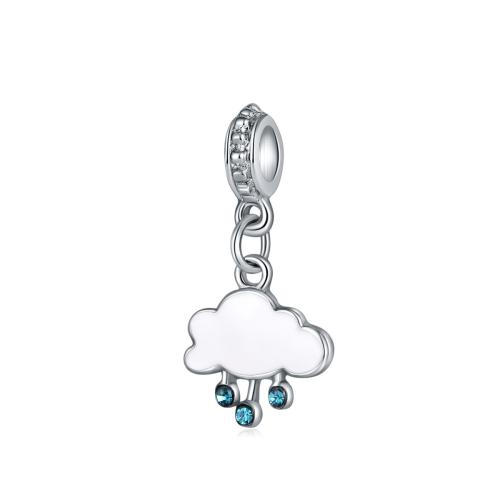 Tibetan Style Rhinestone Pendants, Cloud, plated, DIY & enamel & with rhinestone, pendant length 10-40mm, Sold By PC