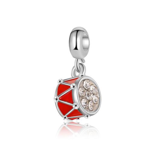Tibetan Style Rhinestone Pendants, Drum, plated, DIY & enamel & with rhinestone, pendant length 10-30mm, Sold By PC