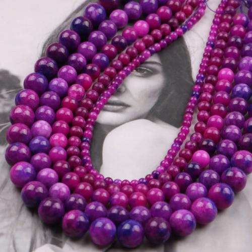Natural Chalcedony Bead, Purple Chalcedony, Round, DIY & different size for choice, mixed colors, Sold By Strand