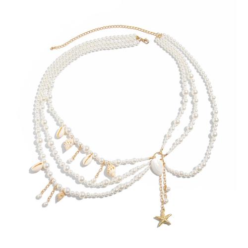 Body Chain Jewelry, Tibetan Style, with Shell & Copper Coated Plastic & Plastic Pearl, plated, different styles for choice & for woman, golden, Sold By PC