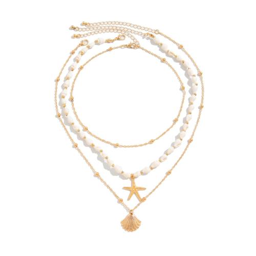 Conjuntos de joyería de aleación de zinc, con Cobre+Recubierto+Hierro & Nácar & Perlas plásticas, chapado, tres piezas & para mujer, dorado, Vendido por Set