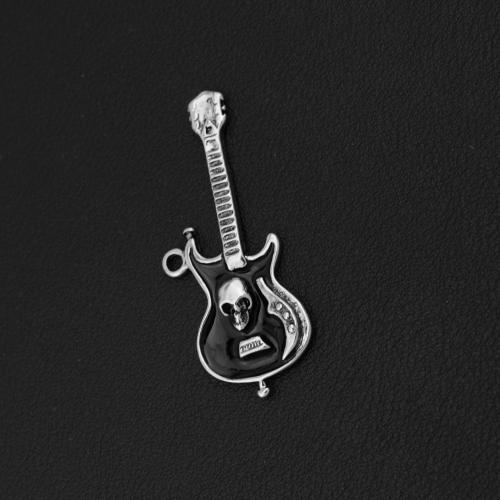 Musical Instrument Shaped Tibetan Style Pendants, Guitar, silver color plated, DIY & enamel, mixed colors, Sold By PC
